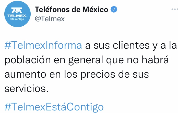 Telmex no aumentará precios de sus servicios en 2022