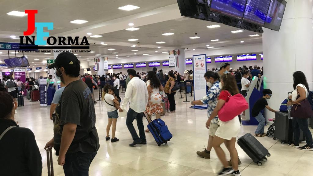 El aeropuerto internacional de Cancún, rompe la barrera de los 600 vuelos este sábado 9 de julio.