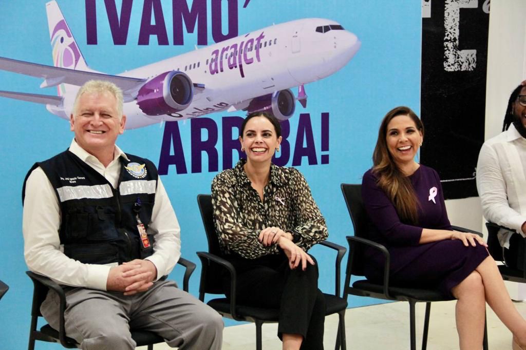 Mara Lezama recibe vuelo inaugural Santo Domingo – Cancún