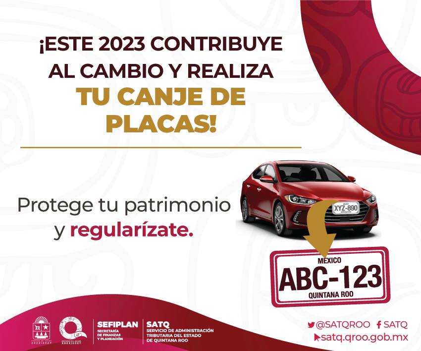 Invita Gobierno de Mara Lezama aprovechar subsidio en tenencia vehicular 2023.