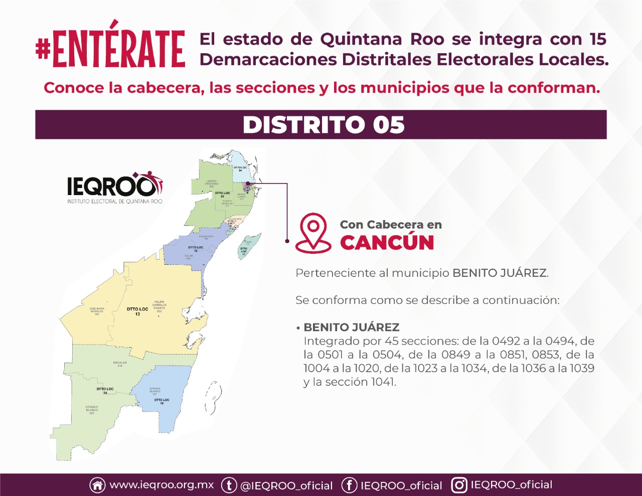 Ieqroo difunde campaña de la nueva distritación realizada por el INE.