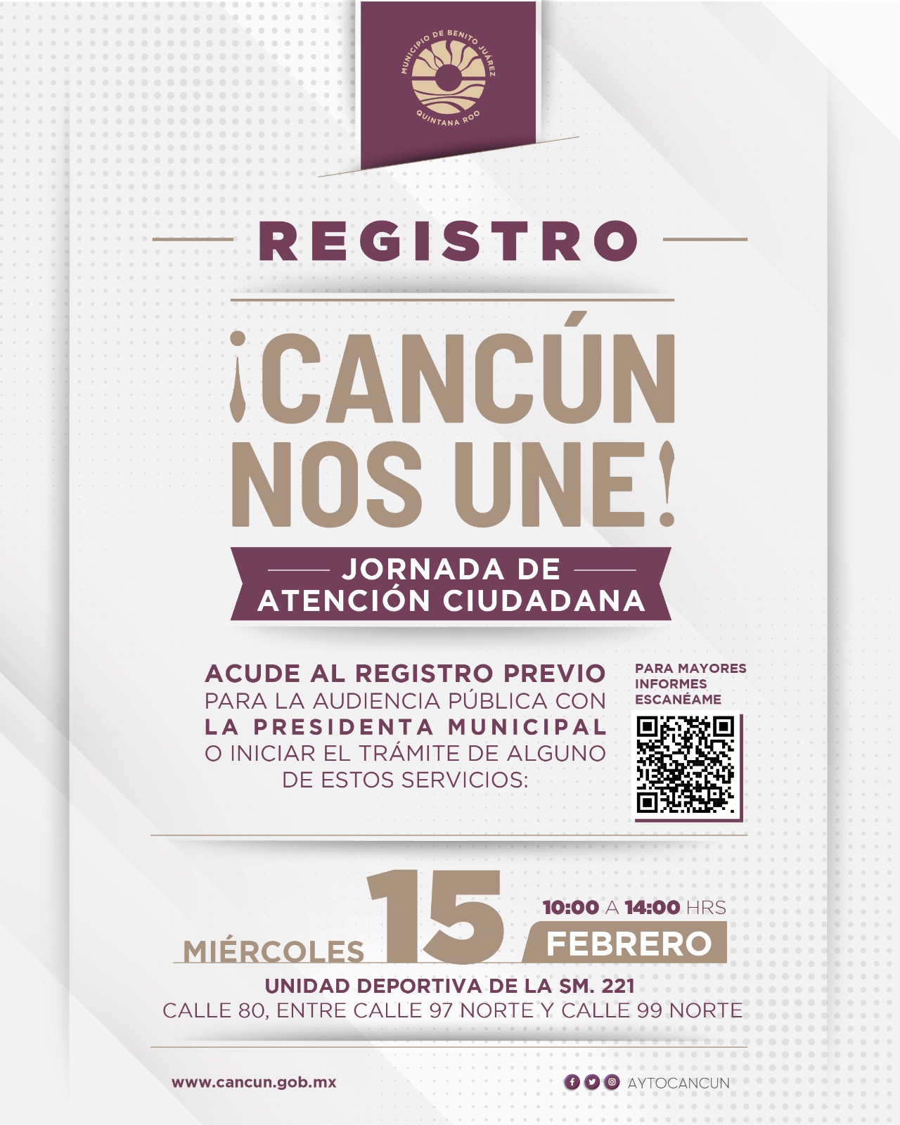 Exhorta Ana Patricia Peralta a cancunenses registrarse en segunda jornada de atención ciudadana.