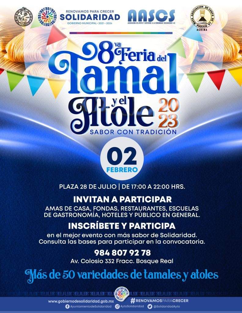 Invitan a octava Feria del Tamal y del Atole en Playa del Carmen 
