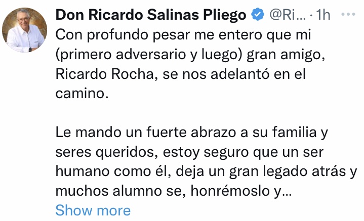 El periodista Ricardo Rocha murió este domingo a los 73 años de edad, coincidentemente el día en que cumplía años de vida.