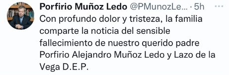 Murió el destacado político mexicano Porfirio Muñoz Ledo a los 89 años, informó su familia